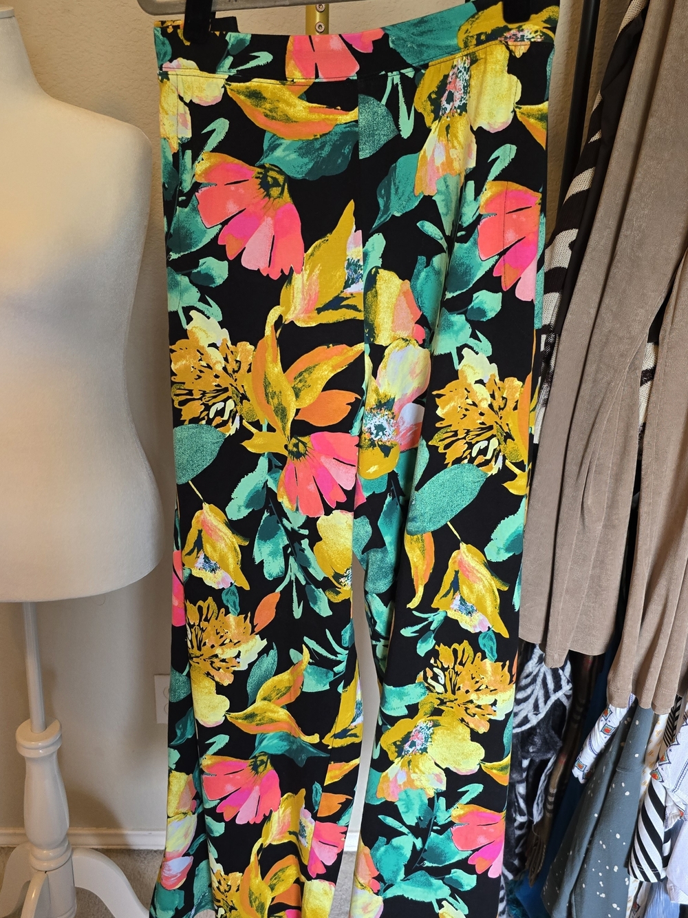 Denim & Co Beach Pants 2X Tropical Floral Print